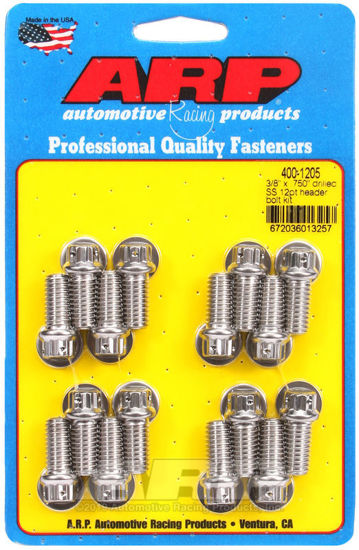 Bilde av 3/8 x .750 drilled SS 12pt header bolt kit