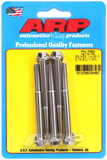 Bilde av 1/4-28 x 2.750 hex SS bolts